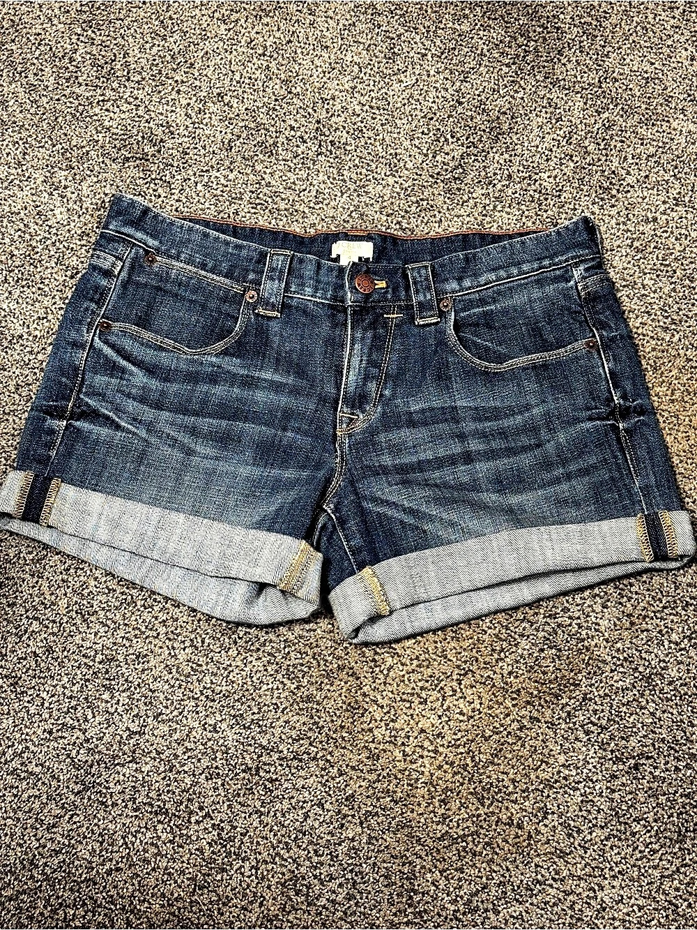 J.Crew Denim Short in Merrill Wash Cuffed Jean Shorts Blue Waist 4